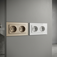 Prise murale double Schuko européenne en verre trempé 146mm*86mm, 2 prises européennes standard, 1 port USB, 4 ports USB-C, usage hospitalier, 16A 250V