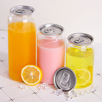 Canette en plastique transparente jetable de 210 ml, canette en plastique pour boissons gazeuses de 330 ml avec couvercle