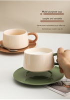 Ensemble tasse et soucoupe à café en céramique de style nordique créatif, écologique, design minimaliste, logo inspiré de l'art latte, cadeau exquis