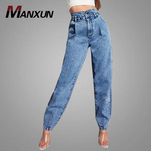 Le nuove donne di moda indossano Jeans a vita alta con tasca inclinata mamma <span class=keywords><strong>pantaloni</strong></span> da donna cerniera Fly carota <span class=keywords><strong>pantaloni</strong></span> da donna Denims <span class=keywords><strong>pantaloni</strong></span> tinta unita Jeans - Product Image 1