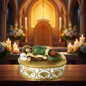 Sleeping <strong>St</strong>. <strong>Joseph</strong> <strong>Statue</strong> Handmade Hand-painted Trinket Desktop Decorative Box Religious Catholic Home Decor Memorial Gift - Product Image 2