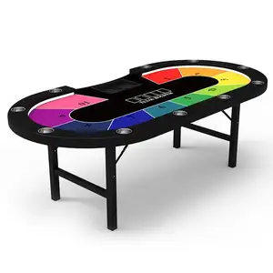 YH 260cm Nuevo diseño Rainbow Lighting Casino Mesa personalizada Mesa de póquer plegable para 10 jugadores