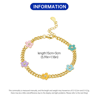 Bracelet de charme en émail coloré en gros pour femme, avec fleurs et zircons, bijou de poignet tendance en alliage de cuivre plaqué argent
