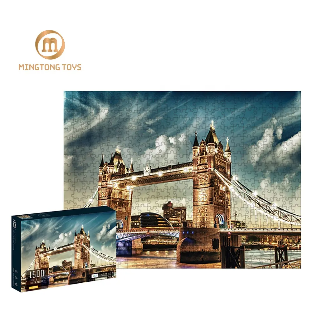 Venda quente personalizado papel de impressão adulto London bridge jigsaw 1500 peça do puzzle para crianças