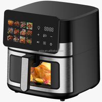 Friteuse à air intelligente électrique 7L en acier inoxydable pour la maison et la cuisine, avec écran couleur, contrôle numérique, sans huile, et fenêtre de visualisation