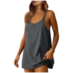 Summer Custom Knitted Mini <b>Romper</b> Tank Tops Dress Workout Tennis Active Sports Athleisure Outfits Built Shorts Trendy Vacation - Product Image 3