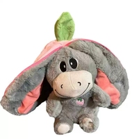 Peluche bébé K 30cm Lapin respirant aux oreilles mobiles, motif fraise et radis, apaisant pour le sommeil et anti-ronflement