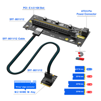 Kartu Riser M.2 ke PCIe4.0 ATX 6Pin Power Supply M2 NVME 2230 PCI Express X16 SFF-8611/8612 Kabel Ekstensi untuk Desktop Tersedia