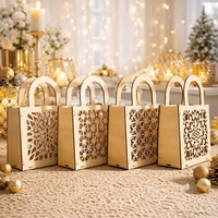 Multi Hollow Pattern Wooden Handheld Gift Box Detachable Floral Star Scroll Tote Bag Wedding Candy Favor Storage Craft Basket
