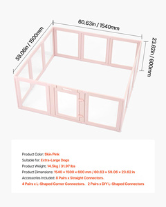 Recinto per Cani di Taglia Grande Rosa, Materiali Durevoli, Facile Montaggio, Include Serratura - Recinzione Ecologica per Animali Domestici da Interno/Esterno - Product Image 6