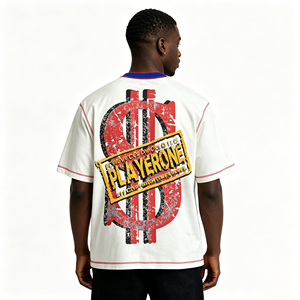 T-shirt Homme Personnalisé OEM, Style Streetwear Vintage Usé, Imprimé Graphique, Coupe Oversize Boxy Courte, Effet Délavé à l'Acide - Product Image 3