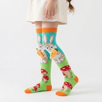 Chaussettes hautes pour enfants, mignonnes, avec oreilles en peluche 3D de lapin, renard, canard, pingouin, chat, en coton doux, cadeau pour filles