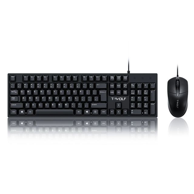 TF500 Wired Office Keyboard and Mouse Combo USB Full-size 104 Keys Ergonomic Desktop Keyboard Mouse Set for PC Laptop