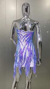 W americano y europeo Sexy vendaje pecho brillo minifalda club nocturno banquete vestido de noche 2024 nuevo diseño - Product Image 5