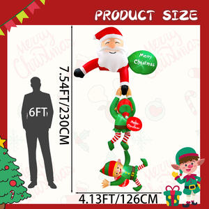 Decoraciones Navideñas Inflables con Luces LED con Tema de Santa Claus y Dos Elfos, Decoraciones para Jardín Exterior - Product Image 2