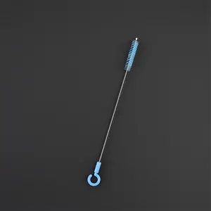 Wholesale Direct Sale Nylon Bristle Material Stainless Steel Cleaning Straw Brush With Plastic Handle