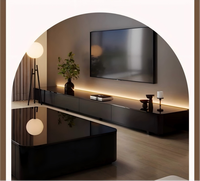 Meuble TV Noir Élégant Haut de Gamme, Ensemble Table Basse et Meuble TV Moderne pour Salon, Meuble TV de Luxe Designer avec Rangement à Vendre
