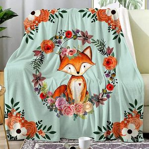 Couverture en flanelle motif renard de conte de fées, couverture de sieste, douillette, chaude, super douce pour lit, canapé, impression personnalisée - Product Image 5