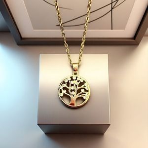 Collar con colgante Árbol de la Vida, dorado y plateado, con círculo y bisel, regalo de joyería para mujeres y niños - Product Image 3