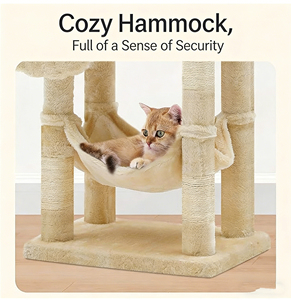 Arbre à <span class=keywords><strong>chat</strong></span> intégré avec maison et étagère, plateforme de saut pour <span class=keywords><strong>chat</strong></span> à 4 niveaux en corde de sisal, emballé en carton, mobilier pour la maison pour les grands chats - Product Image 3