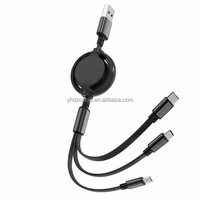 Cable USB Retráctil 3 en 1, Cable de Carga Rápida Multiusos, Tipo C, Micro USB para iPhone, Android, Samsung