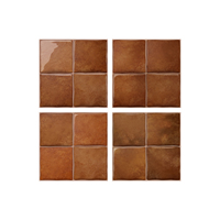 Carreaux muraux carrés autocollants 3D en gel terracotta caramel, imperméables, à coller soi-même, pour cuisine