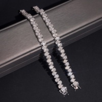 Pass Diamond Tester Upside Down Setting Pear Cut VVS Moissanite Diamond Tennis Bracelet Silver 925
