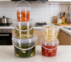 Fusto e Secchio in <span class=keywords><strong>Plastica</strong></span> Trasparente di Alta Qualità, Ecologico e Durevole con Coperchio per Vino, <span class=keywords><strong>Birra</strong></span>, Acqua, Latte e Uso per Animali Domestici - Product Image 1