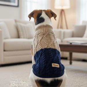Pull pour chien Tomy bicolore, doux et chaud, tricoté, tailles XS à XL, 6 couleurs, design moderne, vêtements pour animaux de compagnie - Product Image 1