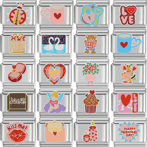 이탈리아 매력 팔찌 링크 모듈 발렌타인 커플 팔찌 방수 스테인레스 스틸 이탈리아 매력 팔찌 - Product Image 5