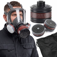 Masque de protection intégral en silicone pour la sécurité, masque à gaz avec filtre double protection pour la lutte contre les incendies, vente en gros
