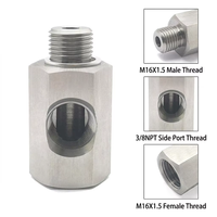 Raccord en T pour pression d'huile usiné CNC M16-3/8NPT, adaptateur de jauge d'huile moteur à filetage mâle-femelle M16X1.5