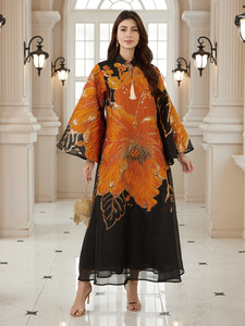 <span class=keywords><strong>Vestido</strong></span> Largo Abaya con Diseño Floral Creativo, Tela Nidha, Estilo Golfo, para Ramadán y Eid, Ropa Modesta, OEM/ODM - Product Image 6