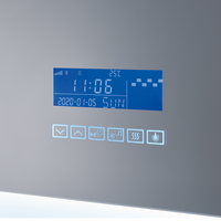 Miroir de salle de bain mural sans cadre intelligent à LED avec fonction anti-buée, commande tactile à intensité variable, affichage numérique de l'heure et de la température