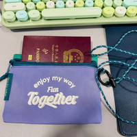 Pochette de voyage multi-zippée pour passeport en tissu Oxford, antivol, avec cordon détachable
