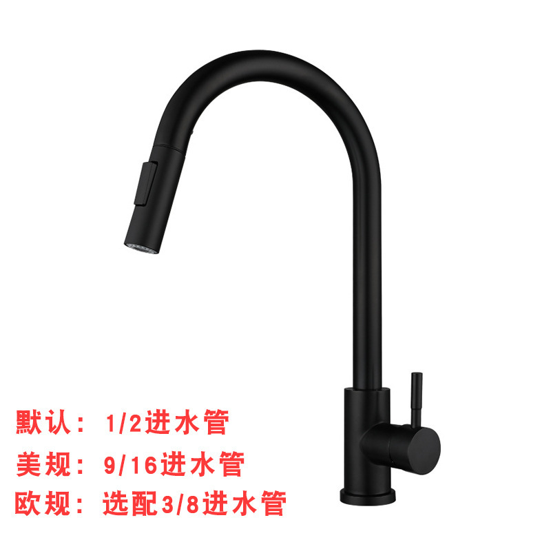 nero-due tubi lunghi soffione doccia - rubinetto estraibile in acciaio inossidabile