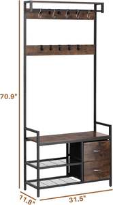 <span class=keywords><strong>Porte</strong></span>-<span class=keywords><strong>manteau</strong></span> <span class=keywords><strong>en</strong></span> gros d'usine étagère de rangement pour vêtements <span class=keywords><strong>avec</strong></span> étagère et 2 tiroirs de haute qualité pour chambre et salon marron - Product Image 4