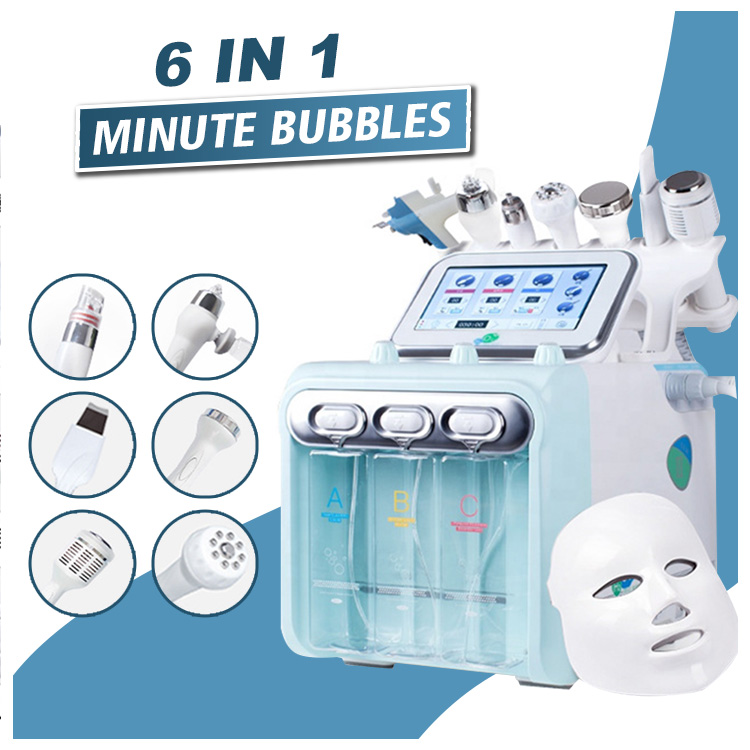 Hot Koop 6 In 1 Aqua Peeling Microdermabrasie Machine Bio Gezicht Lifting Hydrating Hydro Zuurstof Jet Schoonheidsverzorging Apparatuur