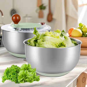Nouveau Essoreur à Salade Écologique Personnalisable en Acier Inoxydable avec Poignée pour Laver et Sécher les Légumes - Product Image 3