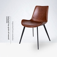 Chaise de salle à manger en cuir véritable, pivotante, sans accoudoirs, avec structure métallique, style italien minimaliste, luxe léger HD-5802