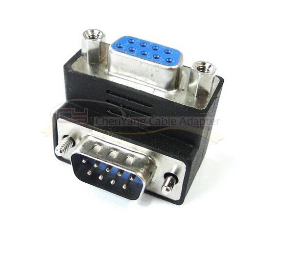 High Quality Angle 90 Degree DB 9pin DB9 RS232 Male To Female Extension Cable Adapter/Converter