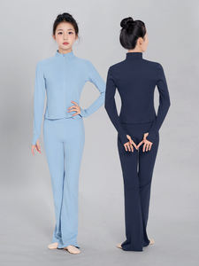 Kızlar dans giyim Yoga tozluk ve ceket 2 parça Yoga seti spor üstleri çocuklar için spor takımları Yoga egzersiz seti - Product Image 2