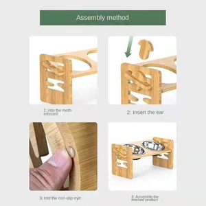 AUMANN Tempat Makan Hewan Peliharaan Ganda dari Kayu untuk Kucing Anjing, Dapat Dilipat Bentuk Persegi, Tahan Air IPX5, Desain Kokoh, Ramah Lingkungan, Untuk Penggunaan Luar Ruangan - Product Image 3