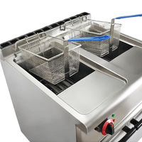 Penggorengan Gas Stainless Steel Profesional 42L untuk Ayam dan Churros, Tangki Ganda 21L+21L, Komersial, Berbahan Bakar Propana