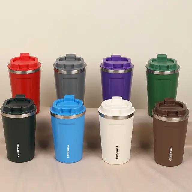 380ml çift duvar vakum termos kupa sızdırmaz slayt yapışan kapak-yeniden kullanılabilir çay fincanları Metal kahve kupa Boys Bpa ücretsiz