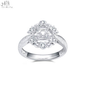 Anillo de compromiso vintage hecho a mano por proveedor de Hong Kong, oro blanco de 18 quilates, anillo de diamantes naturales, engaste semimontado para boda de mujer - Product Image 2