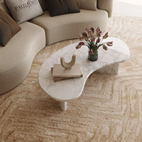 Table basse en marbre naturel courbé, style moderne oriental, pour salon, mobilier de luxe poli, origine Chine SGM1020