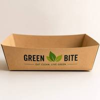 Plateau alimentaire en papier kraft personnalisé avec logo d'usine, écologique, jetable, pour hamburgers et frites, vente en gros, conteneur pour restauration rapide