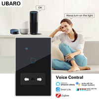 Interrupteur intelligent Zigbee UBARO 118-W01-IT avec panneau tactile en verre trempé, commande vocale (Alexa/Google Home), compatible Smart Life pour application, Royaume-Uni