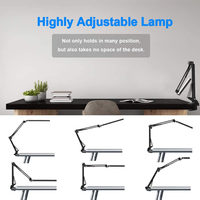Lampe de table LED électrique moderne en aluminium, bras flexible simple, protection des yeux, 90 CRI, 2800K-6800K, intensité variable, pour salles de lecture et bureaux